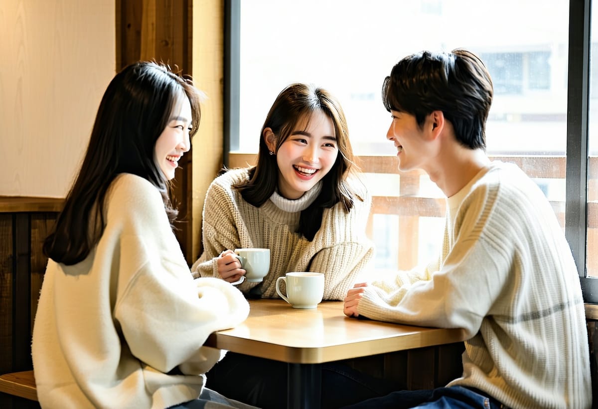 テーブルを囲んで、映画の感想を話す人たち